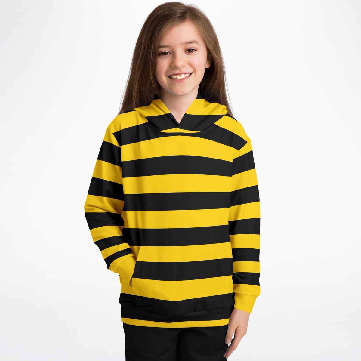 Kids Bee Stripe Hoodie – Ultra Comfy & Stretchy, Cozy Fleece or Lightweight Sports Fabric, Double-Layer Hood & Kangaroo Pocket