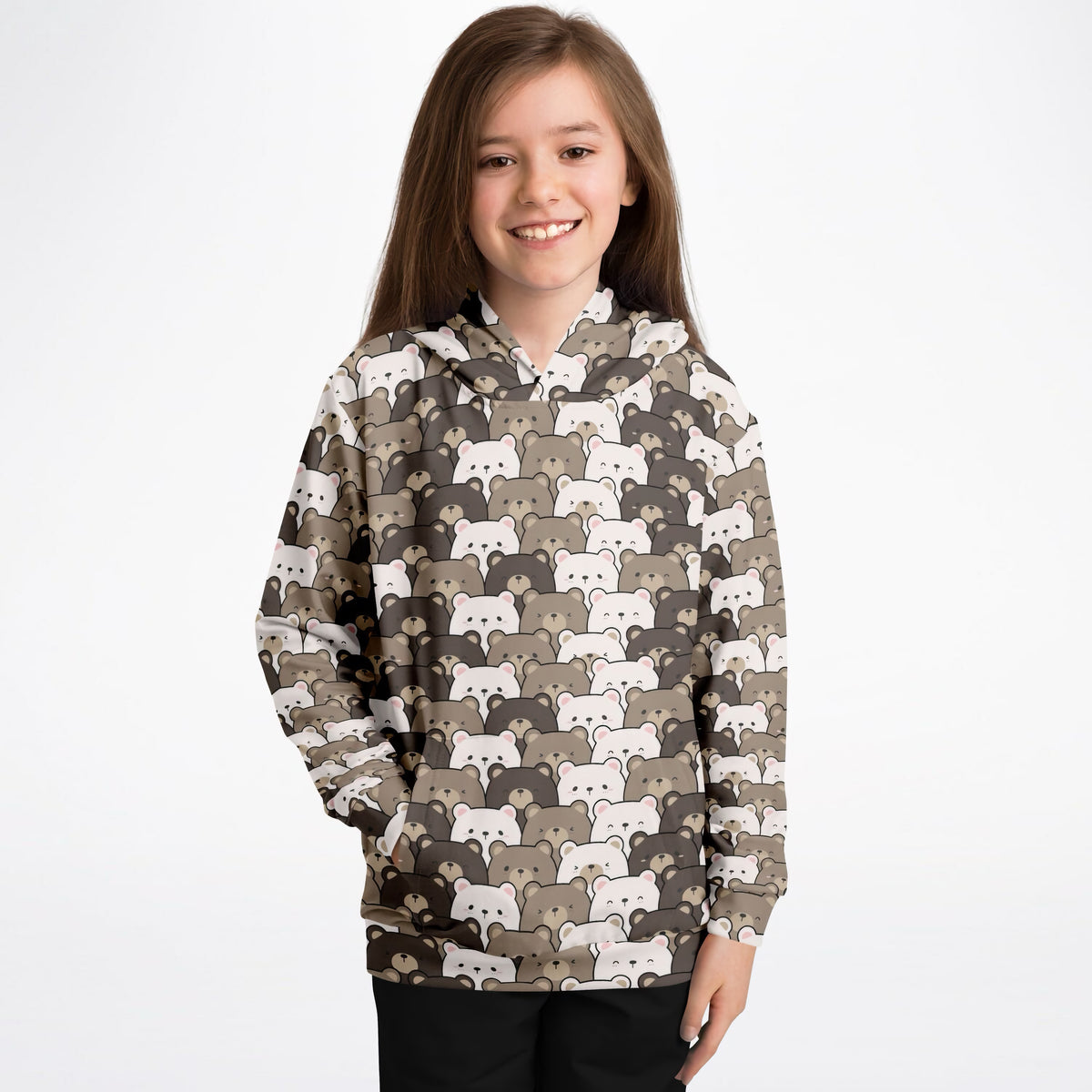 Kids Bear Face Hoodie – Ultra Comfy & Stretchy, Cozy Fleece or Lightweight Sports Fabric, Double-Layer Hood & Kangaroo Pocket
