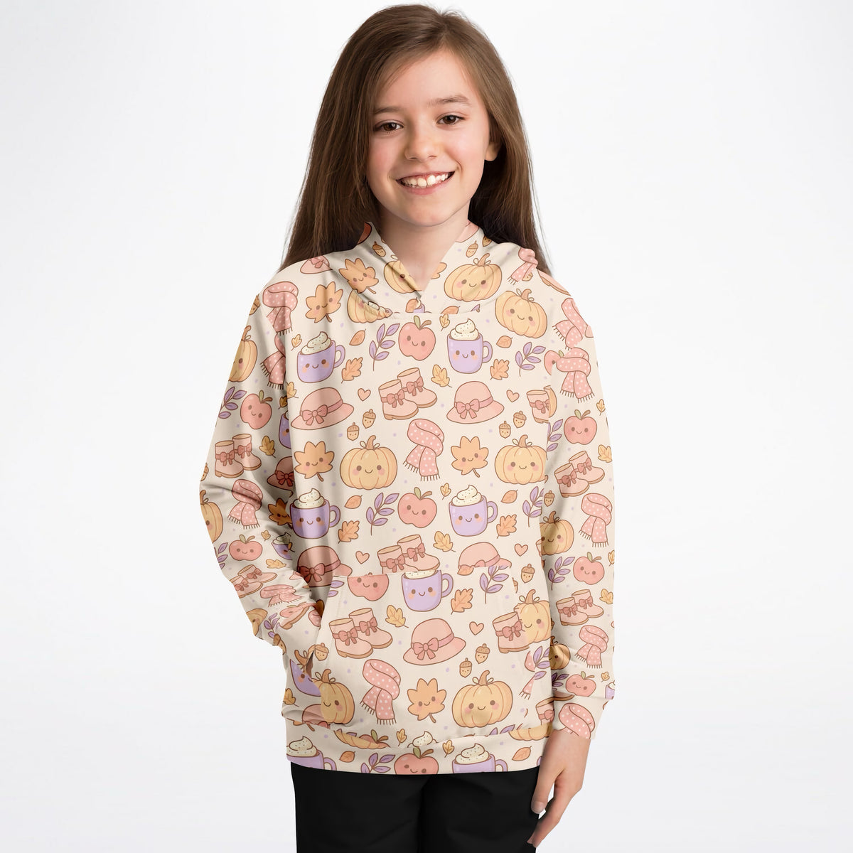 Girls Kawaii Fall Hoodie – Ultra Comfy & Stretchy, Cozy Fleece or Lightweight Sports Fabric, Double-Layer Hood & Kangaroo Pocket