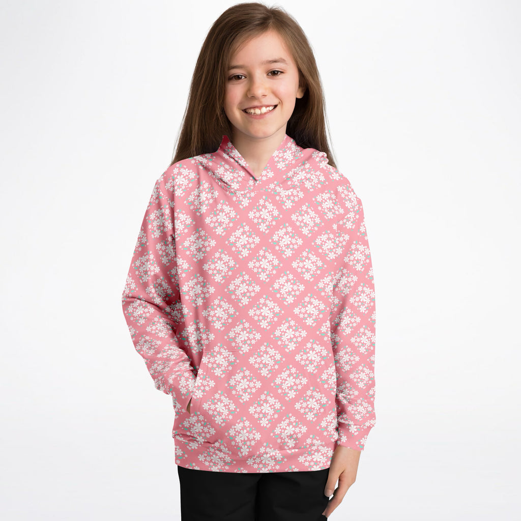 Girls Daisy Flower Clusters Hoodie – Ultra Comfy & Stretchy, Cozy Fleece or Lightweight Sports Fabric, Double-Layer Hood & Kangaroo Pocket