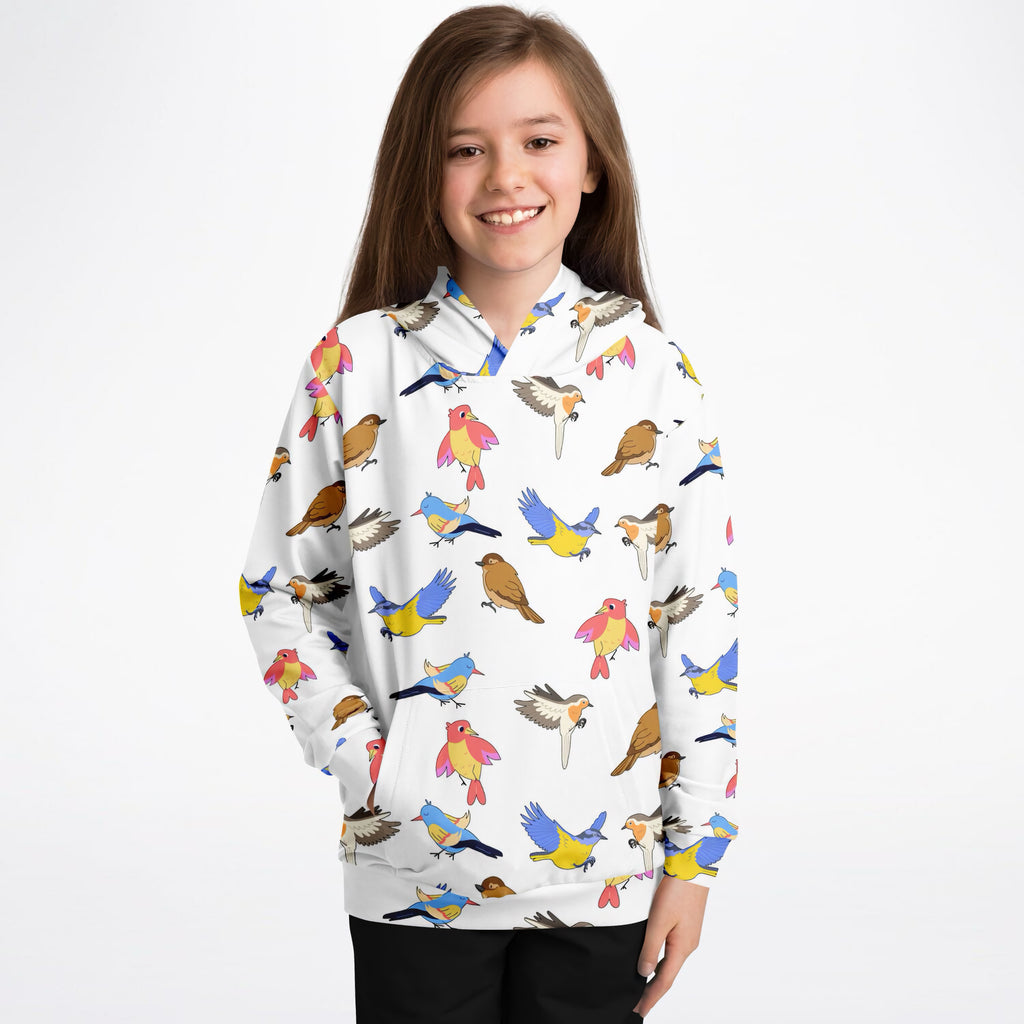 Kids Colorful Bird Hoodie – Ultra Comfy & Stretchy, Cozy Fleece or Lightweight Sports Fabric, Double-Layer Hood & Kangaroo Pocket