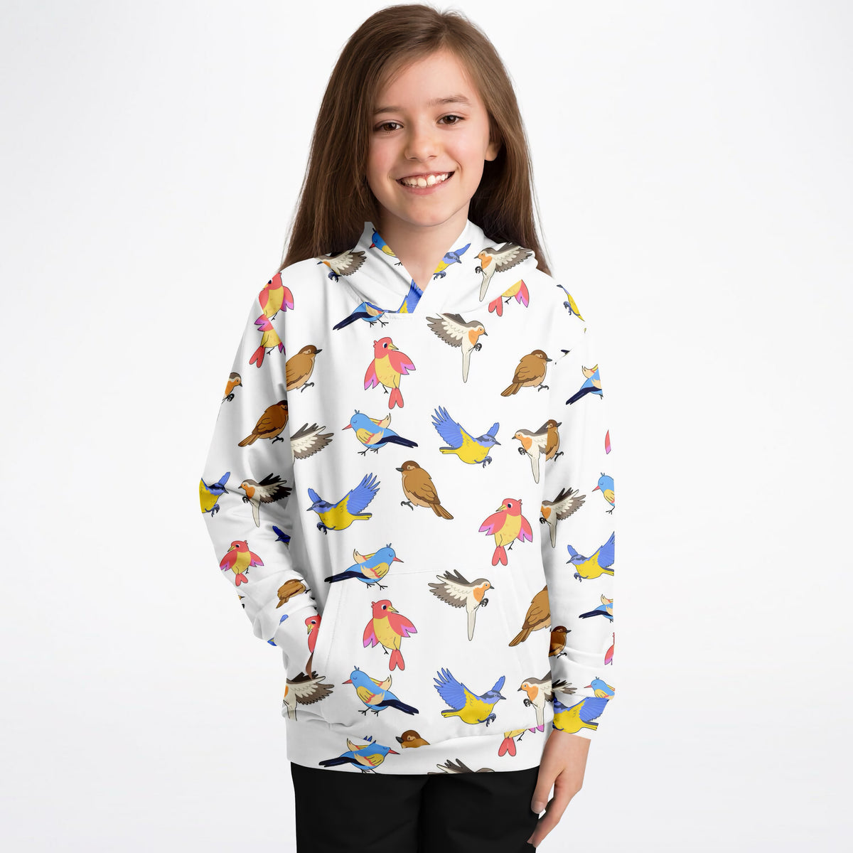 Kids Colorful Bird Hoodie – Ultra Comfy & Stretchy, Cozy Fleece or Lightweight Sports Fabric, Double-Layer Hood & Kangaroo Pocket