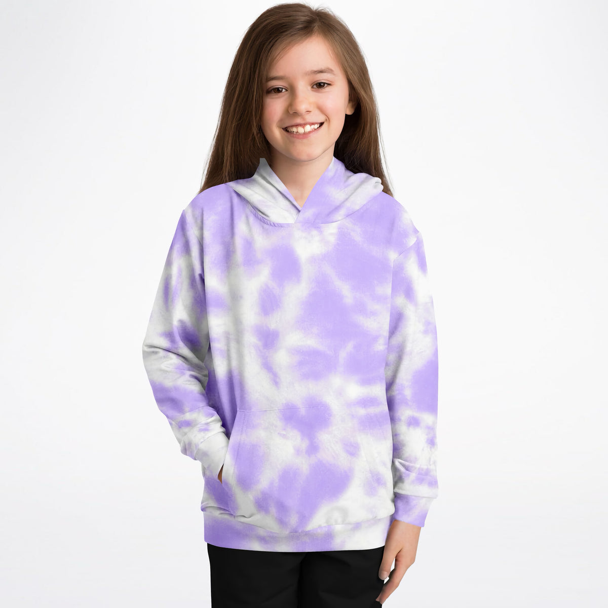 Girls Purple Tie Dye Hoodie – Ultra Comfy & Stretchy, Cozy Fleece or Lightweight Sports Fabric, Double-Layer Hood & Kangaroo Pocket