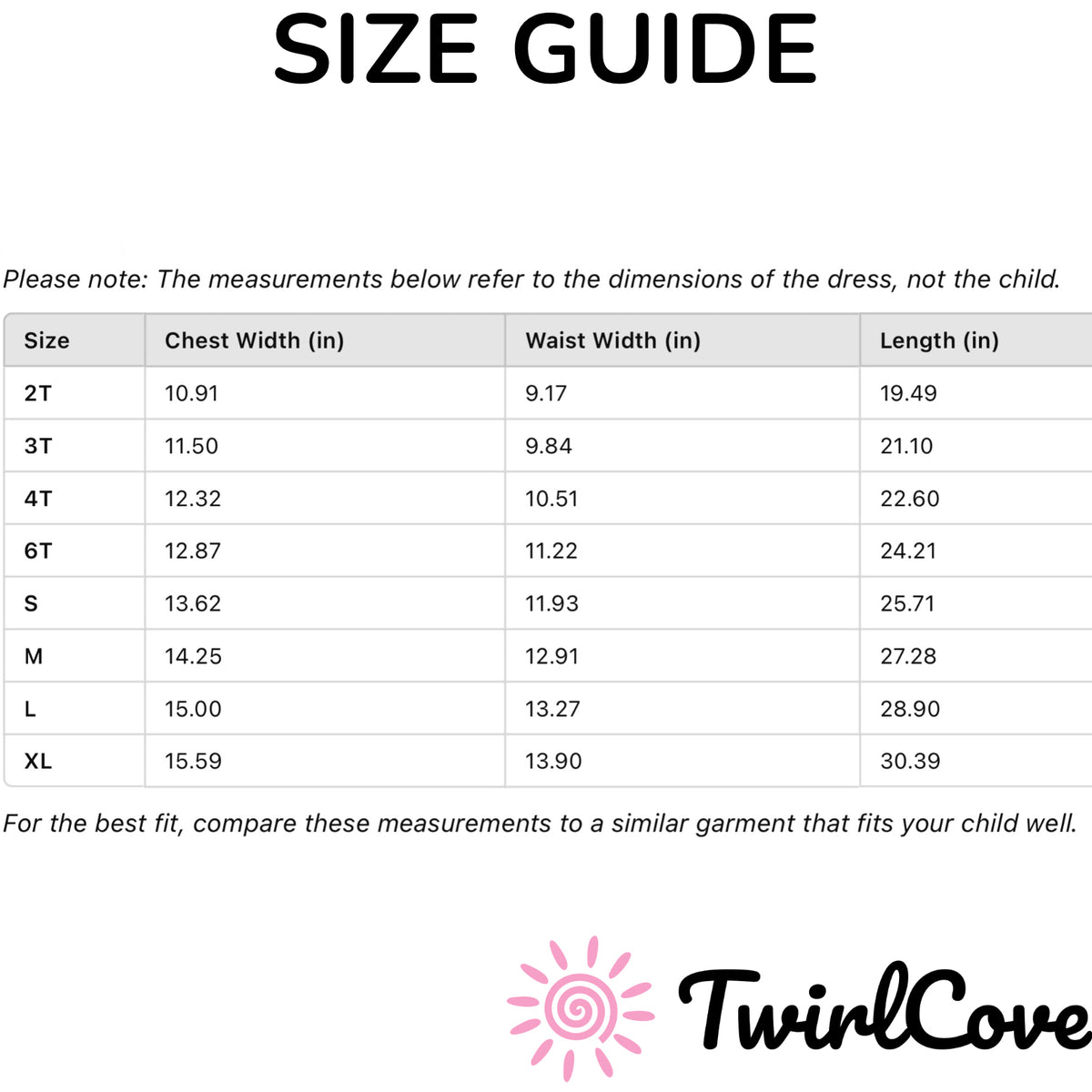 Size guide for Girls Purple Corgi Dog Sleeveless Dress