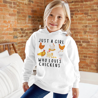 Girls 'Just a Girl Who Loves Chickens' Cozy Kids Hoodie