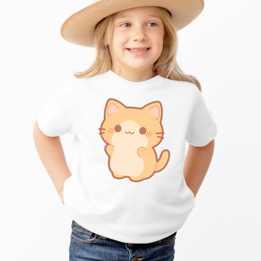 Kids Cute Kitty T-Shirt - Soft Lightweight Cotton Tee