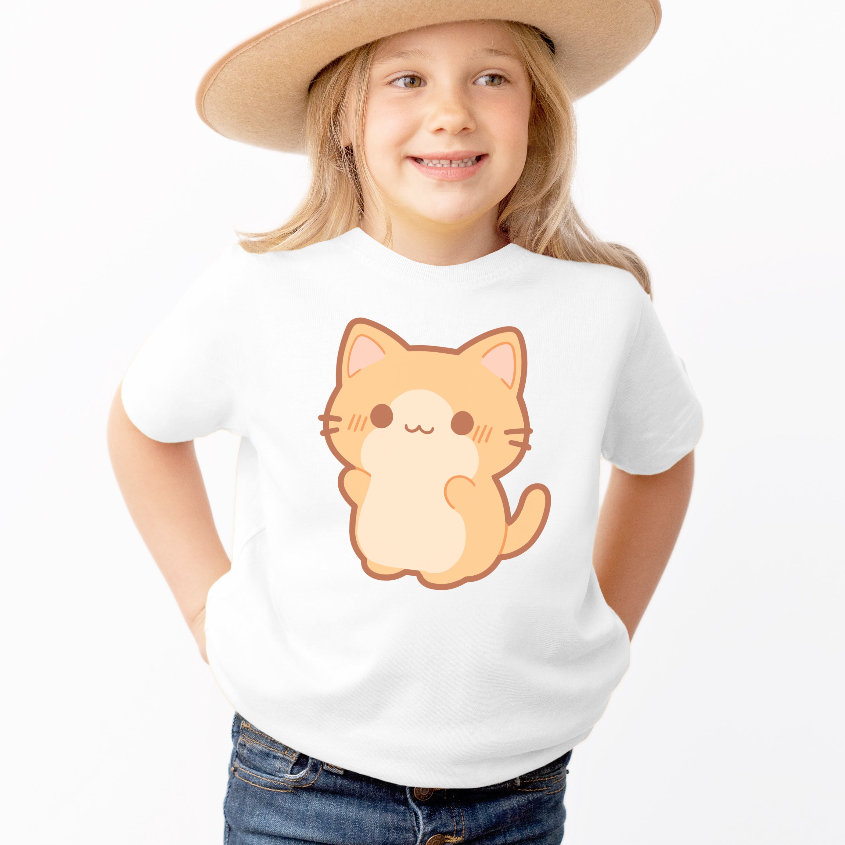 Kids Cute Kitty T-Shirt - Soft Lightweight Cotton Tee