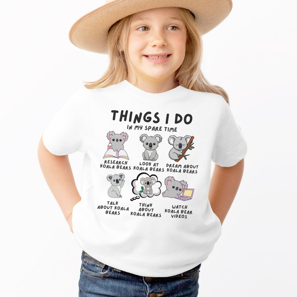 Kids ‘Things I Do In My Spare Time’ Koala Bear T-Shirt - Soft Lightweight Cotton Tee