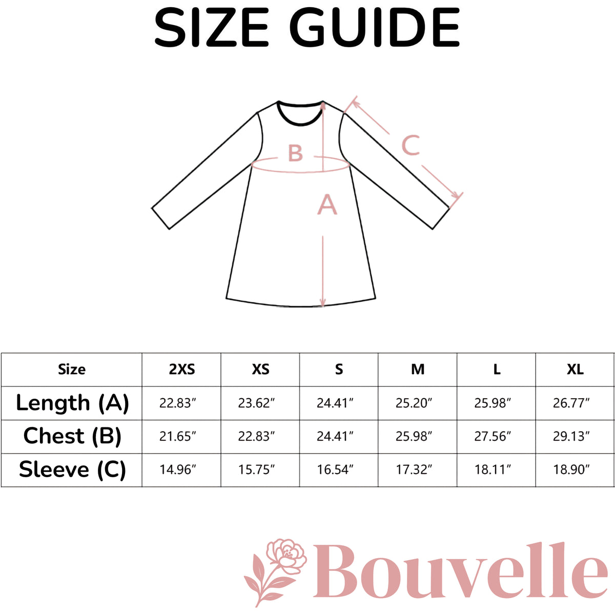 Size guide for Girls Purple Corgi Dog Long Sleeve Dress