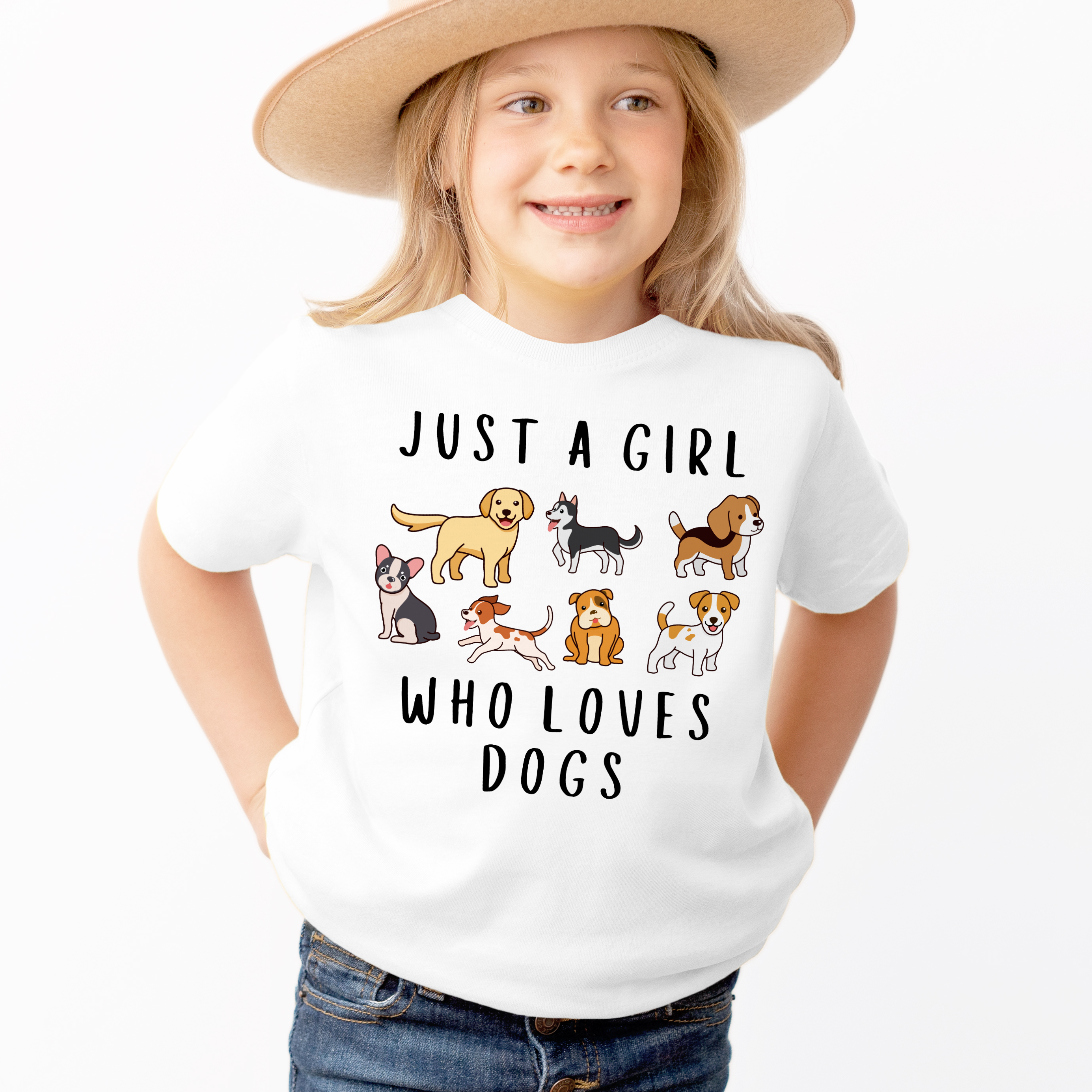 Girls 'Just A Girl Who Loves Dogs' T-Shirt - Soft Lightweight Cotton Tee