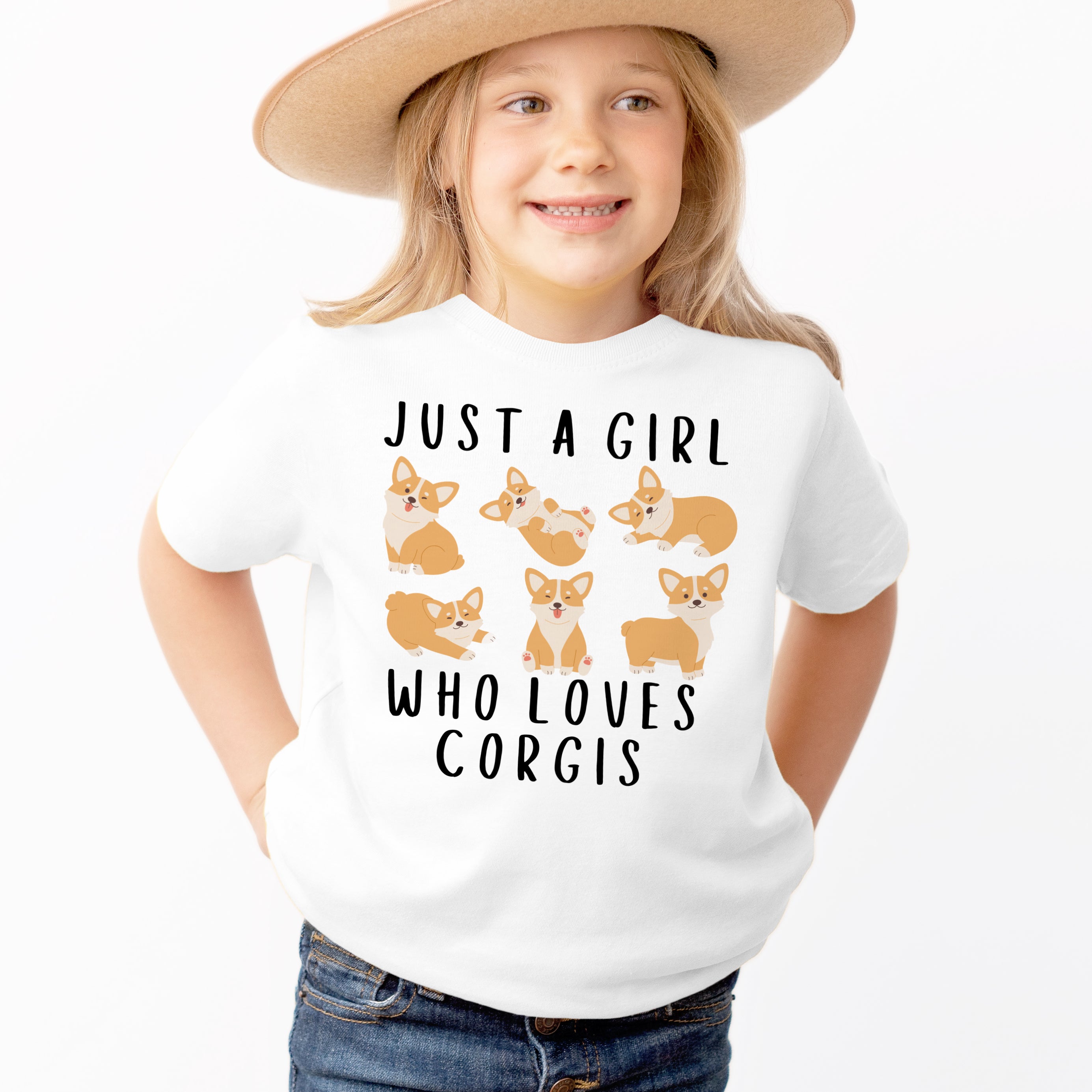 Girls 'Just a Girl Who Loves Corgis' Dog T-Shirt - Soft Lightweight Cotton Tee