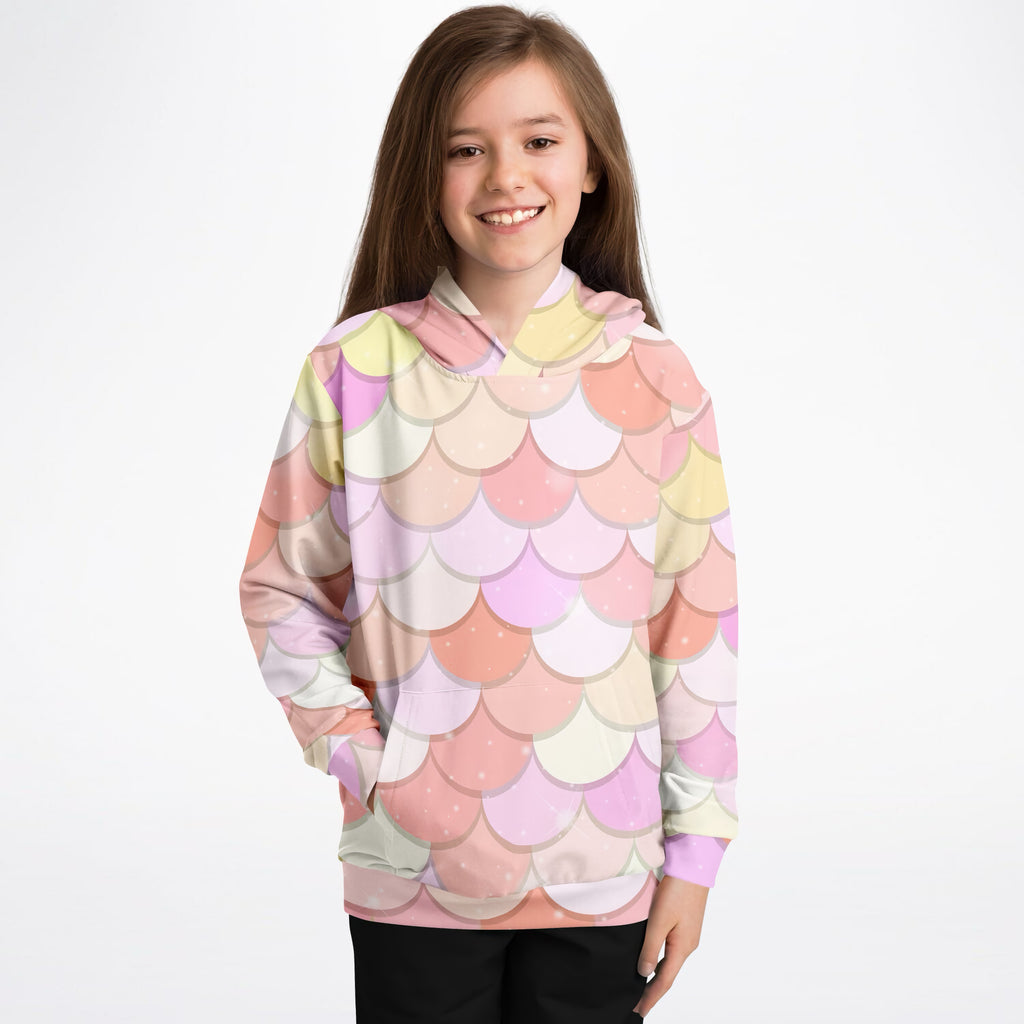 Girls Pink Mermaid Hoodie – Ultra Comfy & Stretchy, Cozy Fleece or Lightweight Sports Fabric, Double-Layer Hood & Kangaroo Pocket