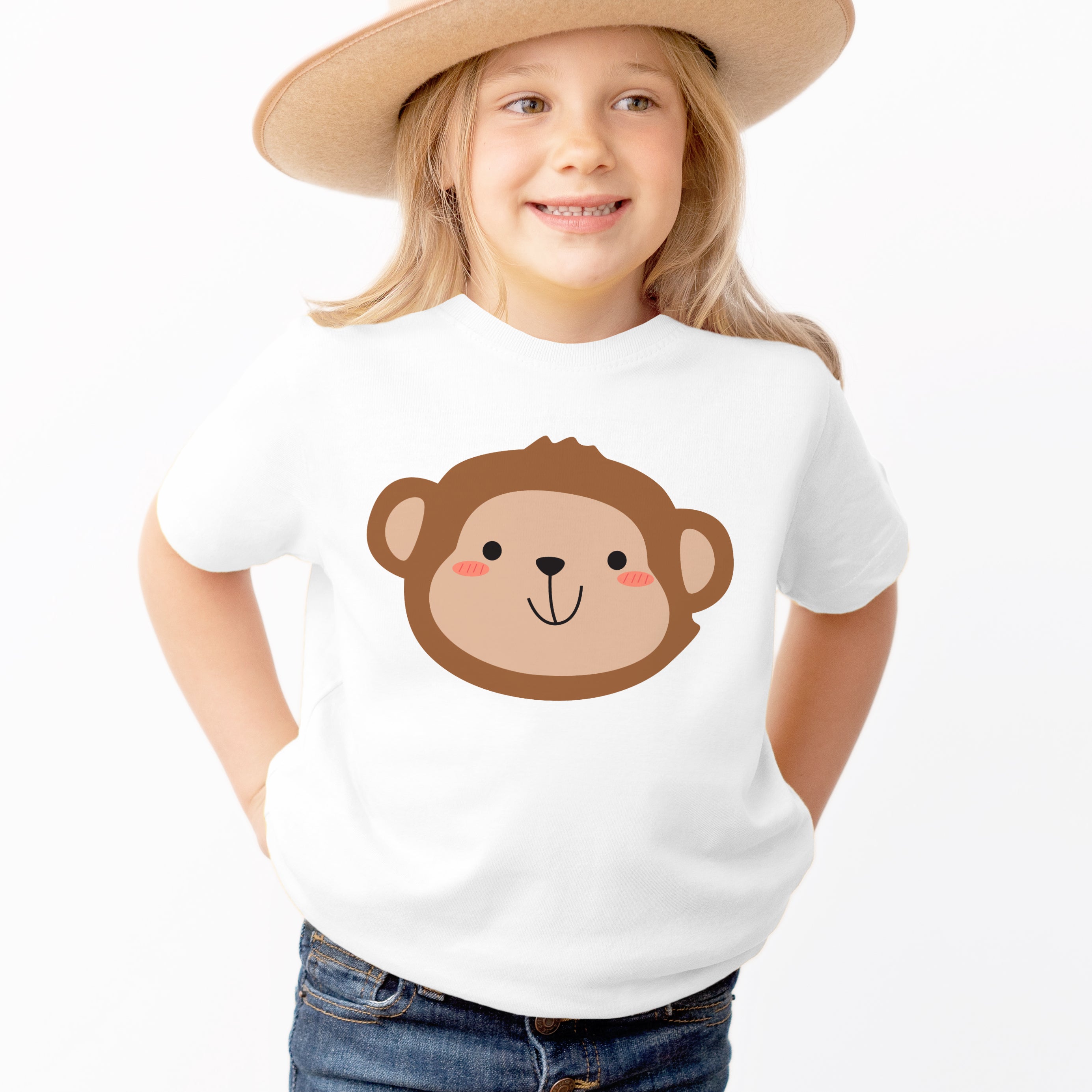 Kids Monkey Face T-Shirt - Soft Lightweight Cotton Tee