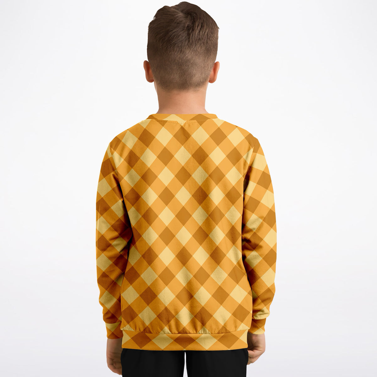 Kids Orange Gingham Sweatshirt – Ultra Soft & Stretchy, Cozy Fleece or Lightweight Sports Fabric Sweatshirt – Ultra Soft & Stretchy, Cozy Fleece or Lightweight Sports Fabric