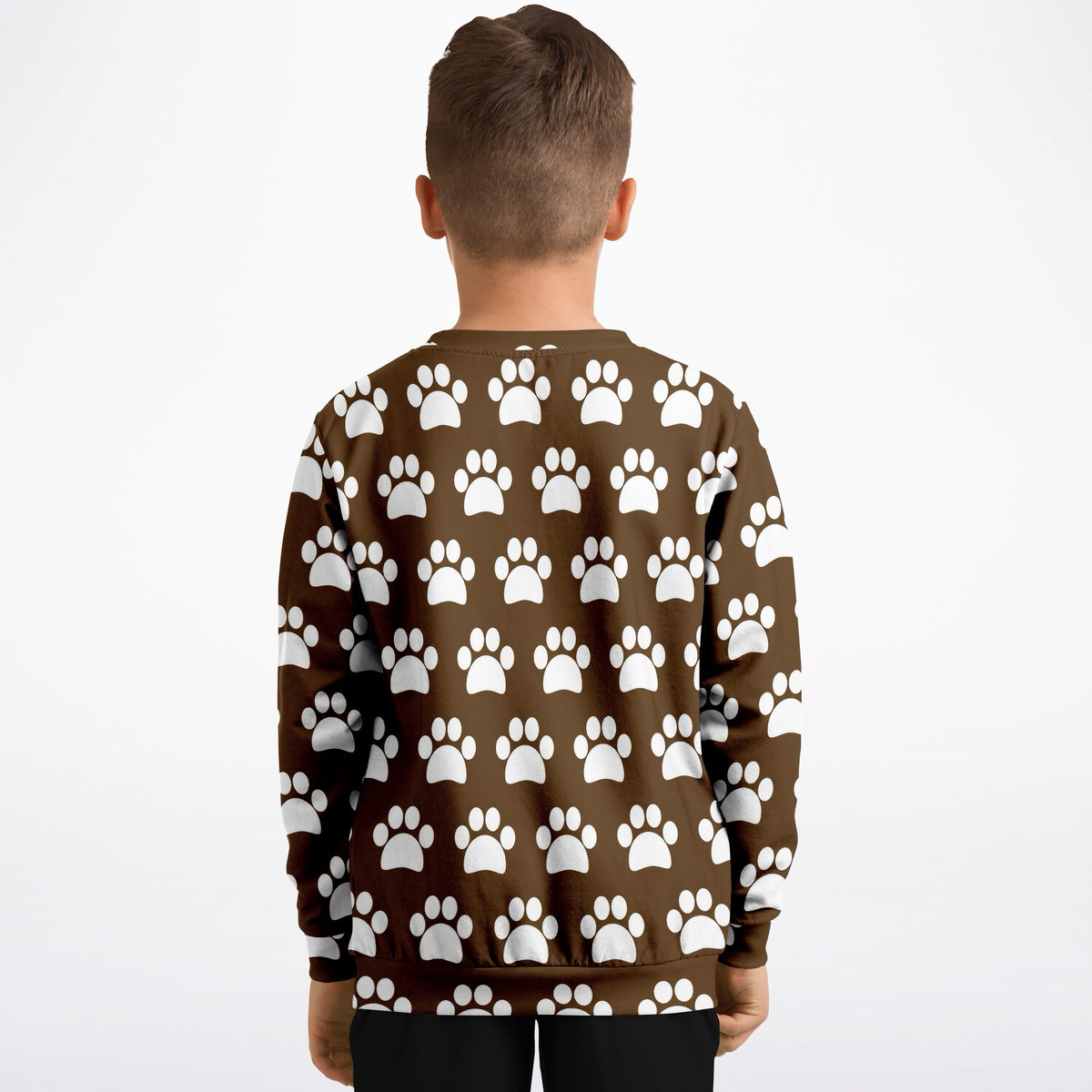 Kids Brown Paw Print Sweatshirt – Ultra Soft & Stretchy, Cozy Fleece or Lightweight Sports Fabric Sweatshirt – Ultra Soft & Stretchy, Cozy Fleece or Lightweight Sports Fabric