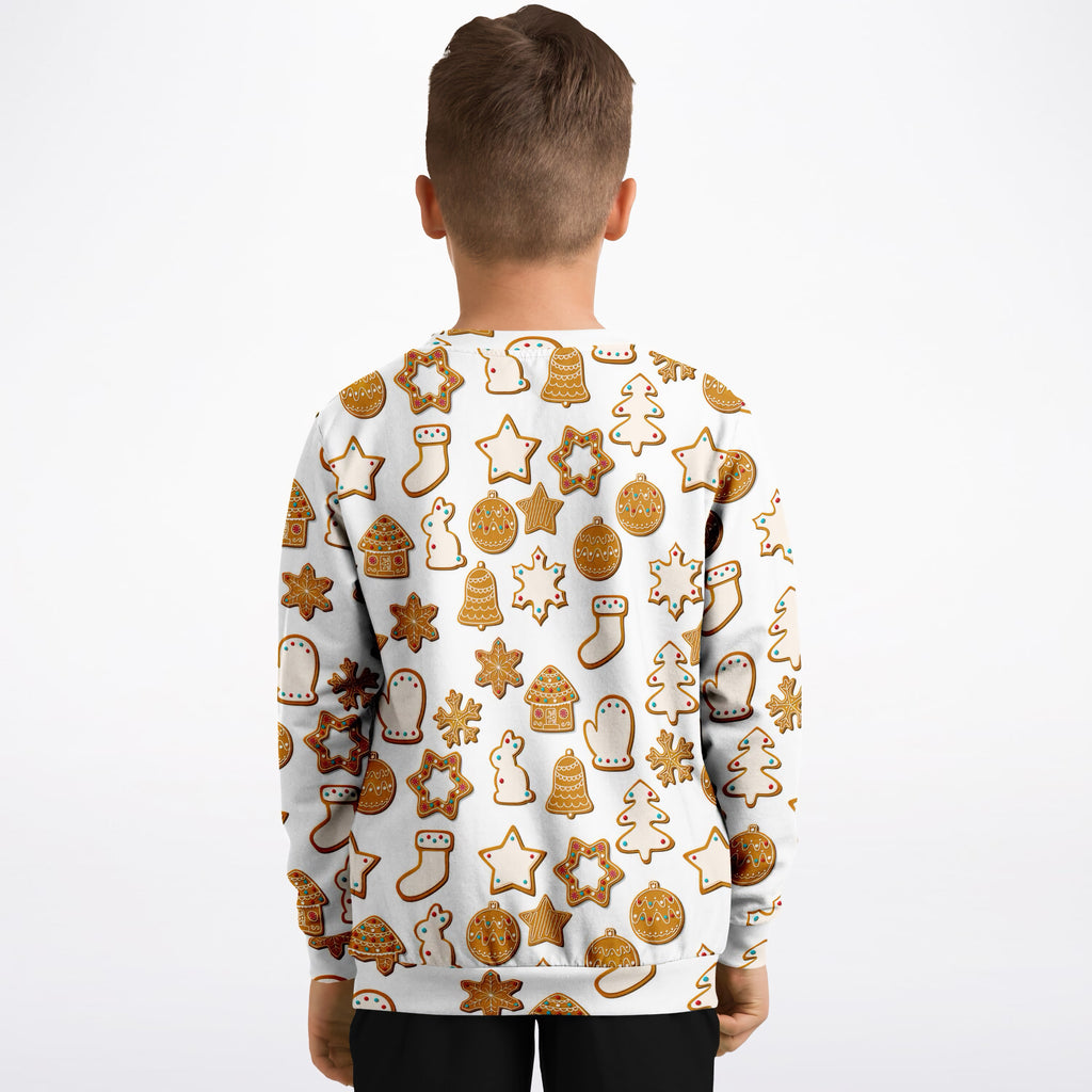 Kids Christmas Gingerbread Cookie Sweatshirt – Ultra Soft & Stretchy, Cozy Fleece or Lightweight Sports Fabric Sweatshirt – Ultra Soft & Stretchy, Cozy Fleece or Lightweight Sports Fabric