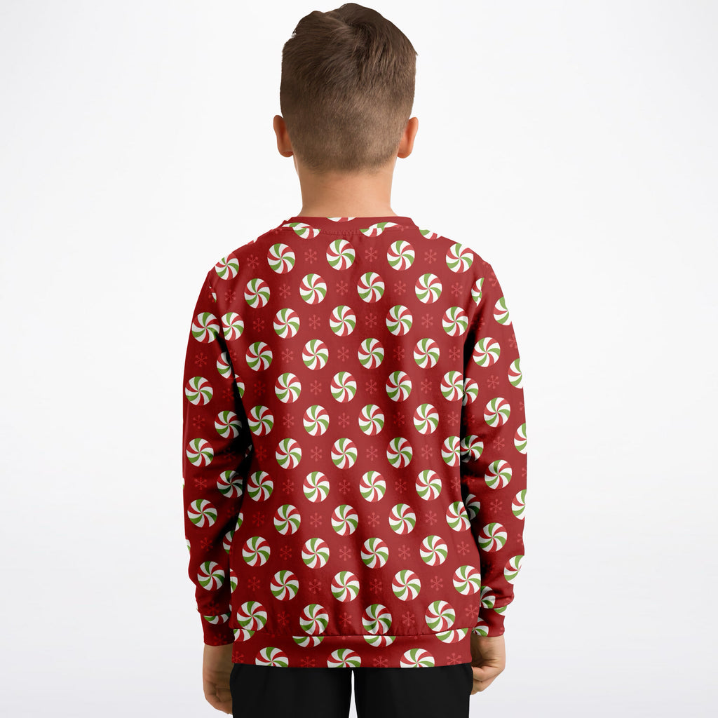 Kids Christmas Peppermint Candy Sweatshirt – Ultra Soft & Stretchy, Cozy Fleece or Lightweight Sports Fabric Sweatshirt – Ultra Soft & Stretchy, Cozy Fleece or Lightweight Sports Fabric