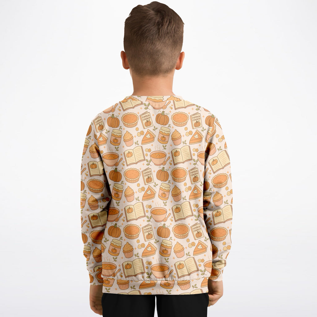 Kids Pumpkin Pie Themed Sweatshirt – Ultra Soft & Stretchy, Cozy Fleece or Lightweight Sports Fabric Sweatshirt – Ultra Soft & Stretchy, Cozy Fleece or Lightweight Sports Fabric