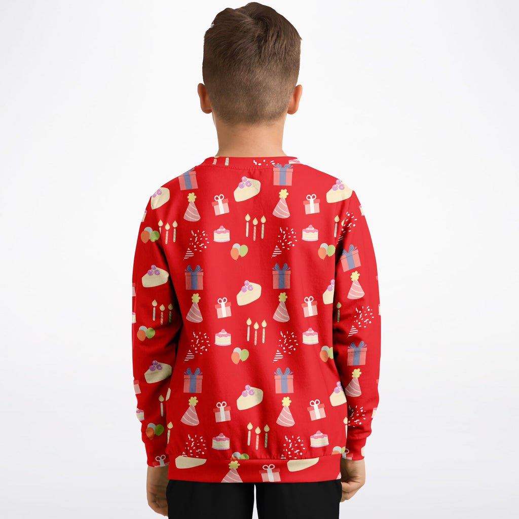 Kids Birthday Party Red Sweatshirt – Ultra Soft & Stretchy, Cozy Fleece or Lightweight Sports Fabric Sweatshirt – Ultra Soft & Stretchy, Cozy Fleece or Lightweight Sports Fabric