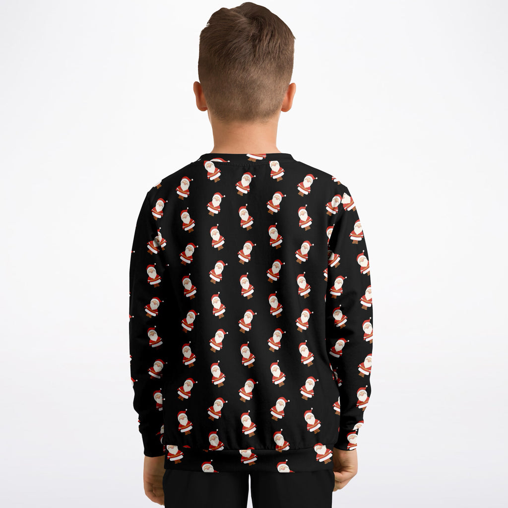 Kids Santa Claus Christmas Sweatshirt – Ultra Soft & Stretchy, Cozy Fleece or Lightweight Sports Fabric Sweatshirt – Ultra Soft & Stretchy, Cozy Fleece or Lightweight Sports Fabric
