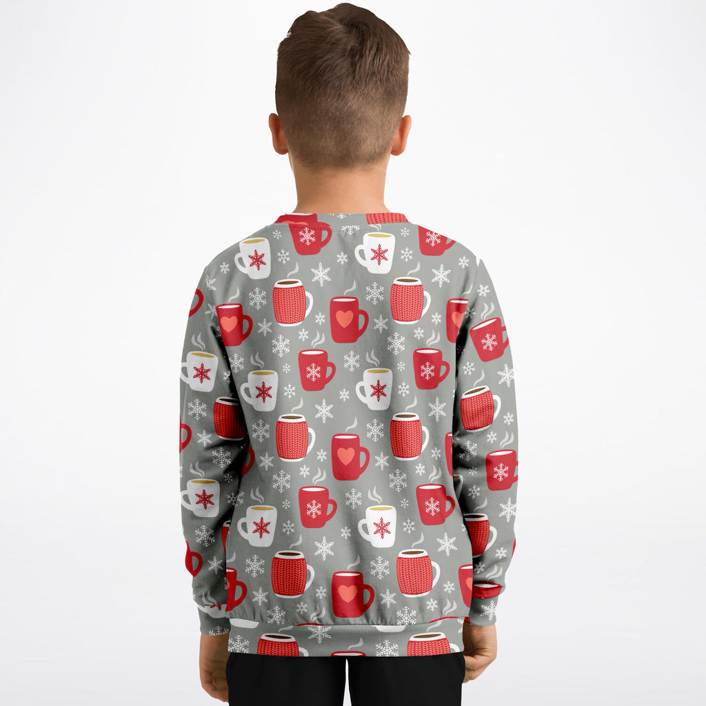 Kids Christmas Hot Cocoa Sweatshirt – Ultra Soft & Stretchy, Cozy Fleece or Lightweight Sports Fabric Sweatshirt – Ultra Soft & Stretchy, Cozy Fleece or Lightweight Sports Fabric