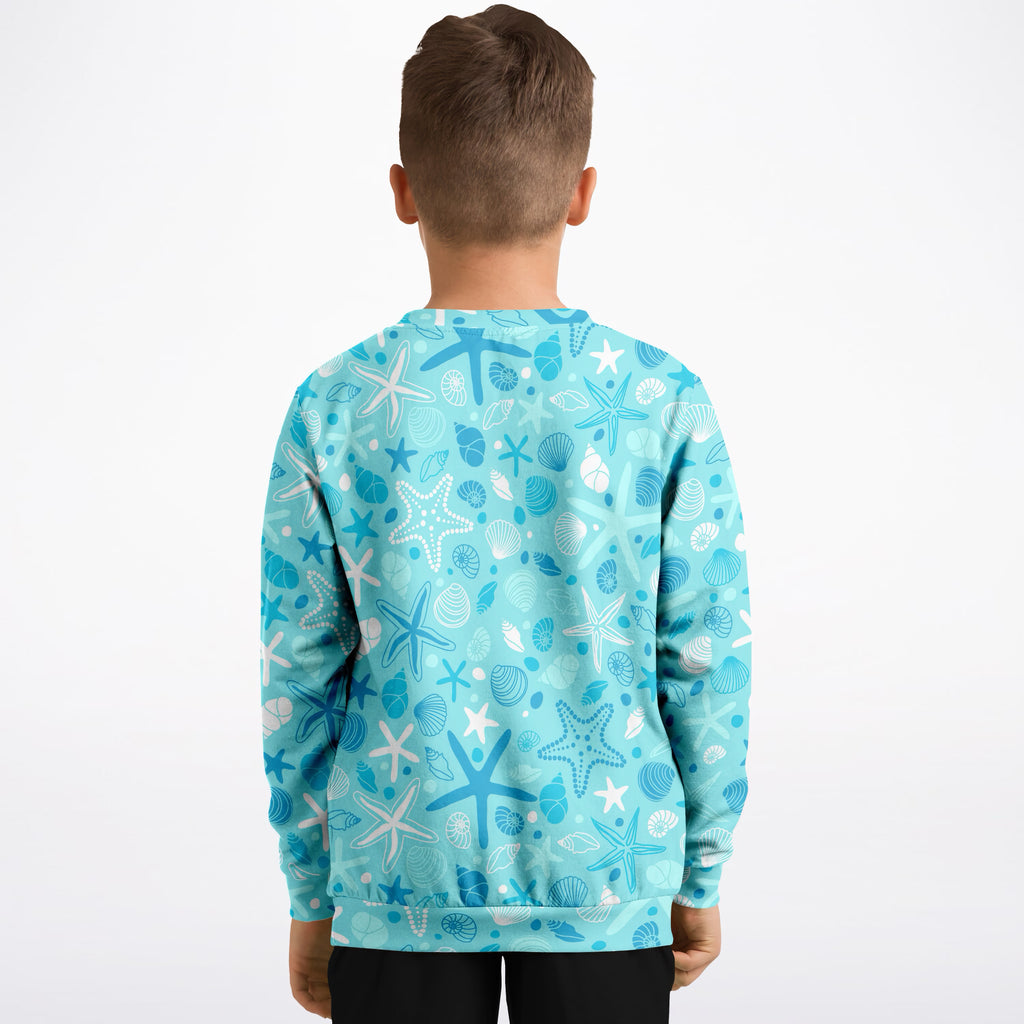 Kids Starfish and Seashells Sweatshirt – Ultra Soft & Stretchy, Cozy Fleece or Lightweight Sports Fabric Sweatshirt – Ultra Soft & Stretchy, Cozy Fleece or Lightweight Sports Fabric