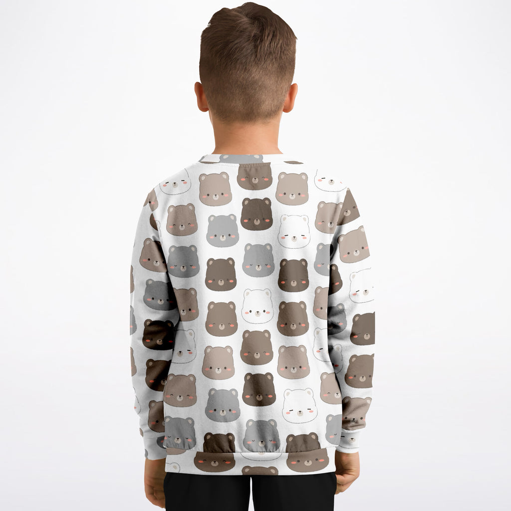 Kids Cute Bear Face Sweatshirt – Ultra Soft & Stretchy, Cozy Fleece or Lightweight Sports Fabric Sweatshirt – Ultra Soft & Stretchy, Cozy Fleece or Lightweight Sports Fabric