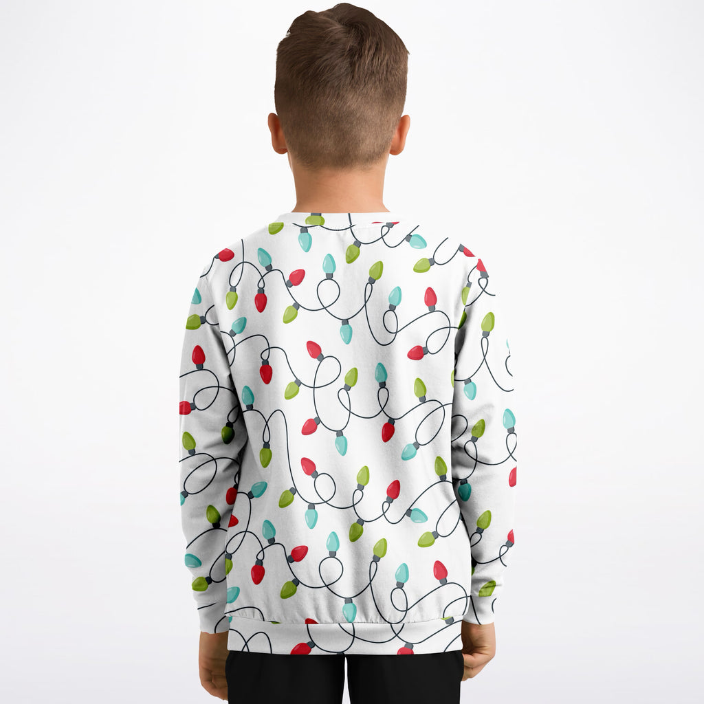 Kids Christmas Lights Sweatshirt – Ultra Soft & Stretchy, Cozy Fleece or Lightweight Sports Fabric Sweatshirt – Ultra Soft & Stretchy, Cozy Fleece or Lightweight Sports Fabric