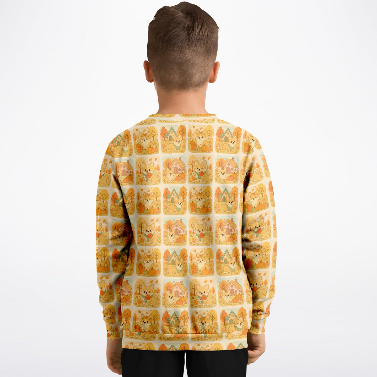 Kids Autumn Corgi Dog Sweatshirt – Ultra Soft & Stretchy, Cozy Fleece or Lightweight Sports Fabric Sweatshirt – Ultra Soft & Stretchy, Cozy Fleece or Lightweight Sports Fabric