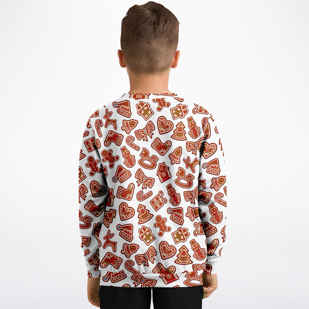 Kids Cute Holiday Cookies & Candy Canes Print Sweatshirt – Ultra Soft & Stretchy, Cozy Fleece or Lightweight Sports Fabric Sweatshirt – Ultra Soft & Stretchy, Cozy Fleece or Lightweight Sports Fabric