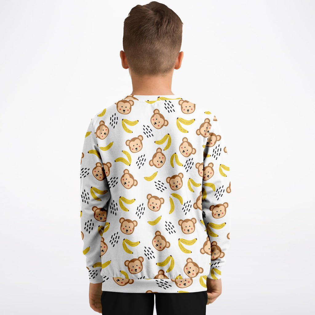 Kids Cute Monkey & Banana Sweatshirt – Ultra Soft & Stretchy, Cozy Fleece or Lightweight Sports Fabric Sweatshirt – Ultra Soft & Stretchy, Cozy Fleece or Lightweight Sports Fabric