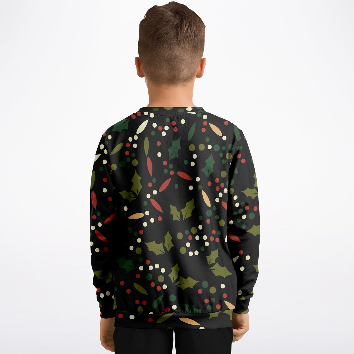 Kids Christmas Holly Berry Sweatshirt – Ultra Soft & Stretchy, Cozy Fleece or Lightweight Sports Fabric Sweatshirt – Ultra Soft & Stretchy, Cozy Fleece or Lightweight Sports Fabric
