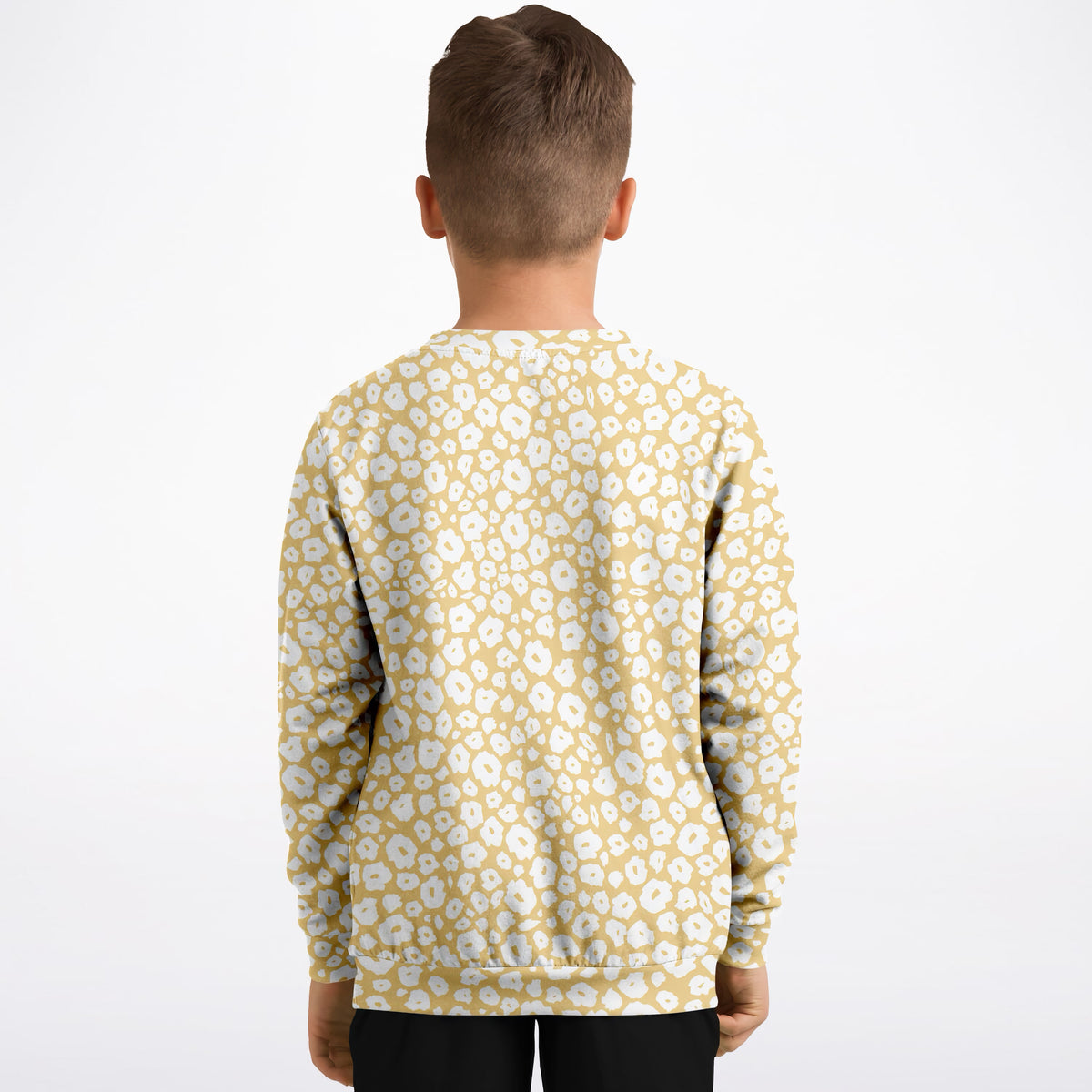 Kids Light Yellow Leopard Print Sweatshirt – Ultra Soft & Stretchy, Cozy Fleece or Lightweight Sports Fabric Sweatshirt – Ultra Soft & Stretchy, Cozy Fleece or Lightweight Sports Fabric
