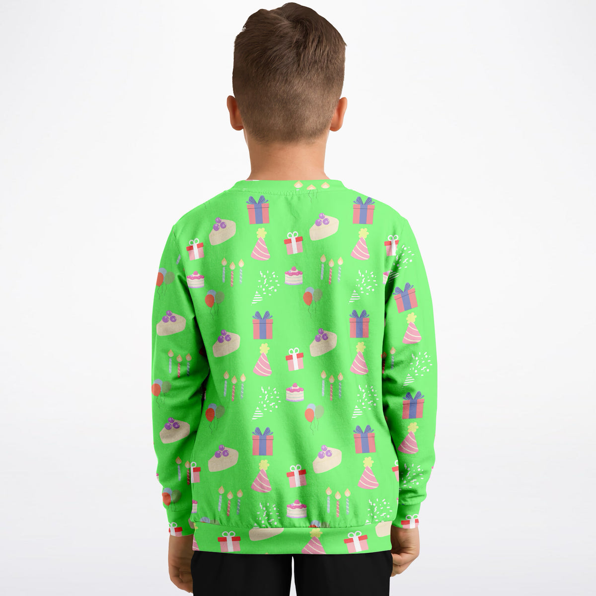Kids Birthday Party Green Sweatshirt – Ultra Soft & Stretchy, Cozy Fleece or Lightweight Sports Fabric Sweatshirt – Ultra Soft & Stretchy, Cozy Fleece or Lightweight Sports Fabric