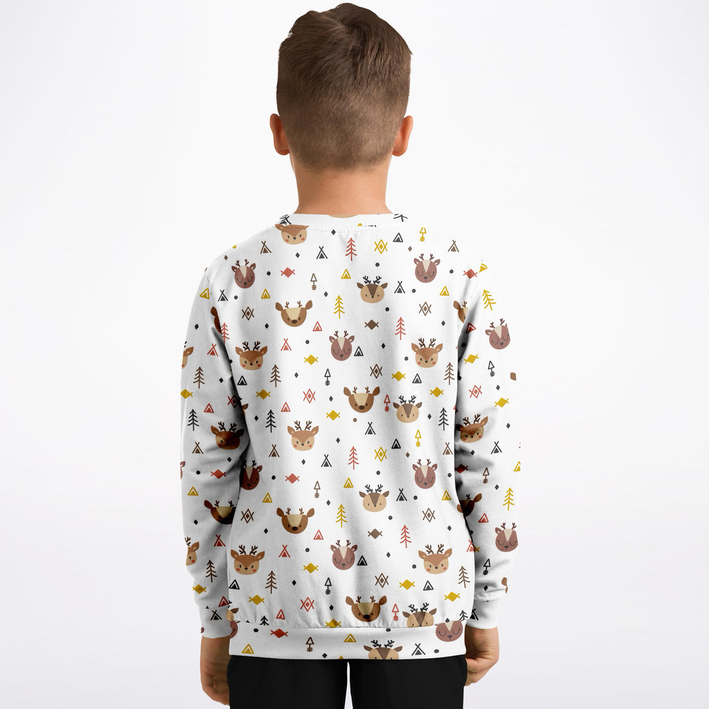 Kids Cute Woodland Reindeer Sweatshirt – Ultra Soft & Stretchy, Cozy Fleece or Lightweight Sports Fabric Sweatshirt – Ultra Soft & Stretchy, Cozy Fleece or Lightweight Sports Fabric