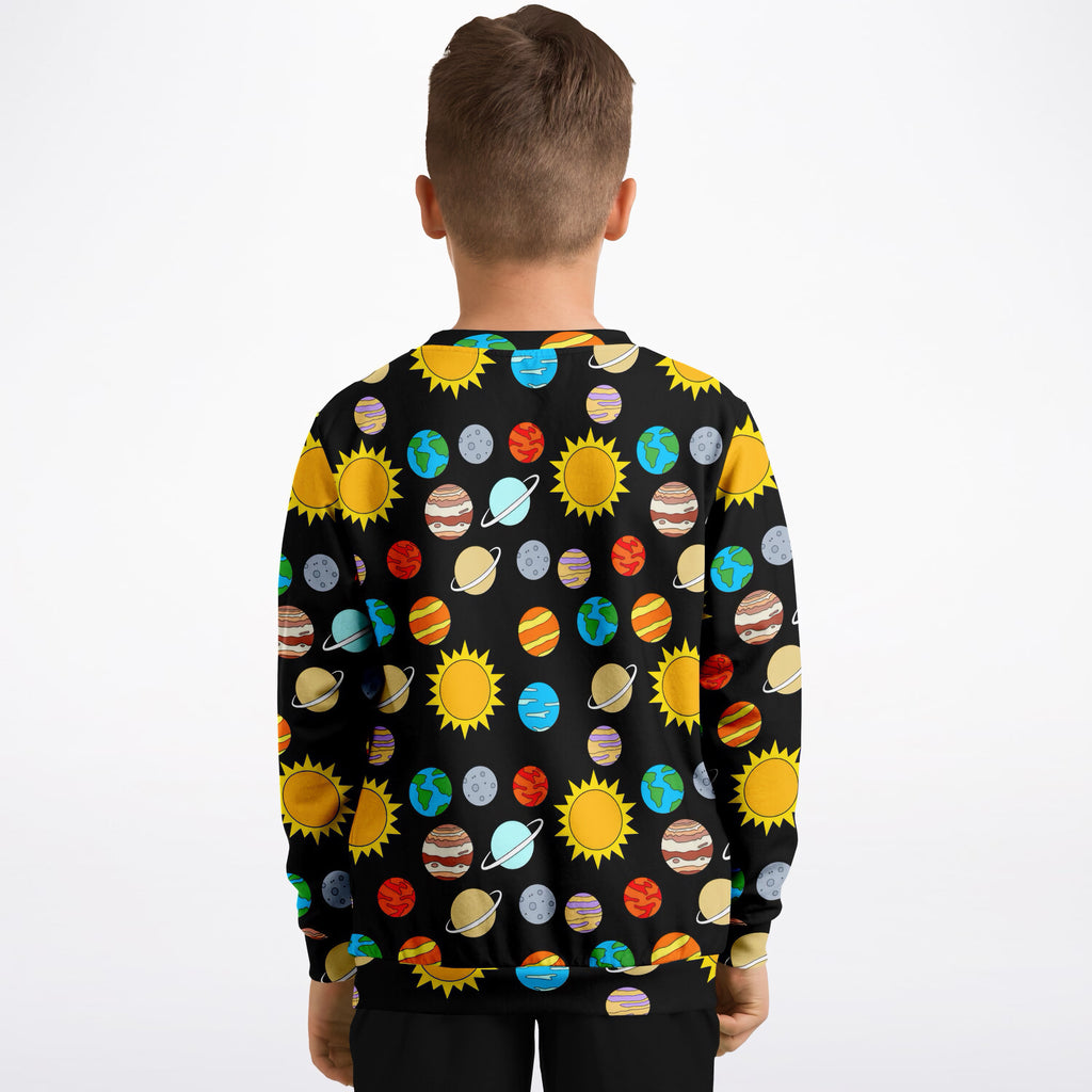 Kids Solar System Sweatshirt – Ultra Soft & Stretchy, Cozy Fleece or Lightweight Sports Fabric Sweatshirt – Ultra Soft & Stretchy, Cozy Fleece or Lightweight Sports Fabric