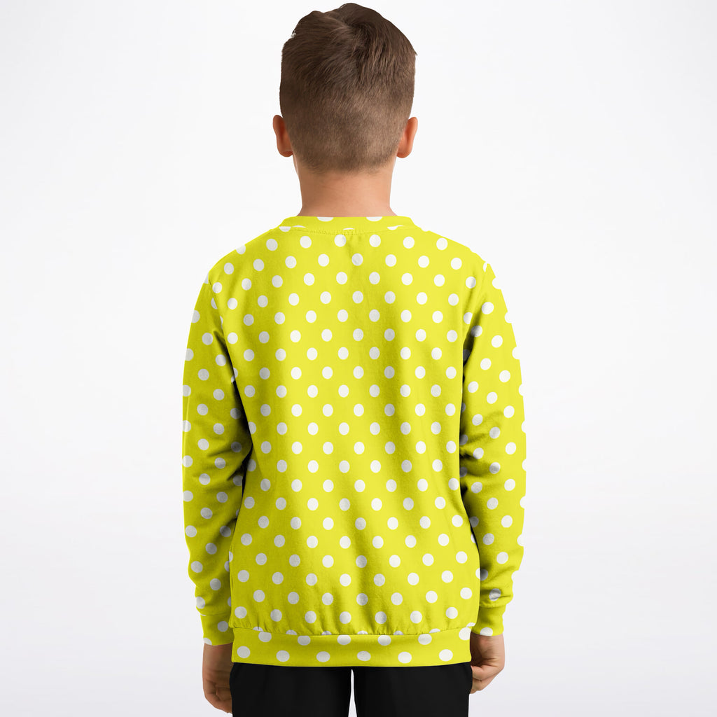 Kids Yellow Polka Dot Sweatshirt – Ultra Soft & Stretchy, Cozy Fleece or Lightweight Sports Fabric Sweatshirt – Ultra Soft & Stretchy, Cozy Fleece or Lightweight Sports Fabric