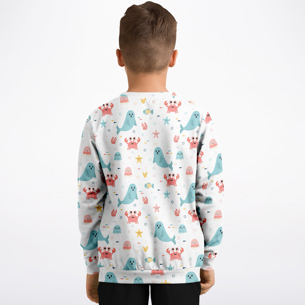 Kids Cute Ocean Animals Sweatshirt – Ultra Soft & Stretchy, Cozy Fleece or Lightweight Sports Fabric Sweatshirt – Ultra Soft & Stretchy, Cozy Fleece or Lightweight Sports Fabric