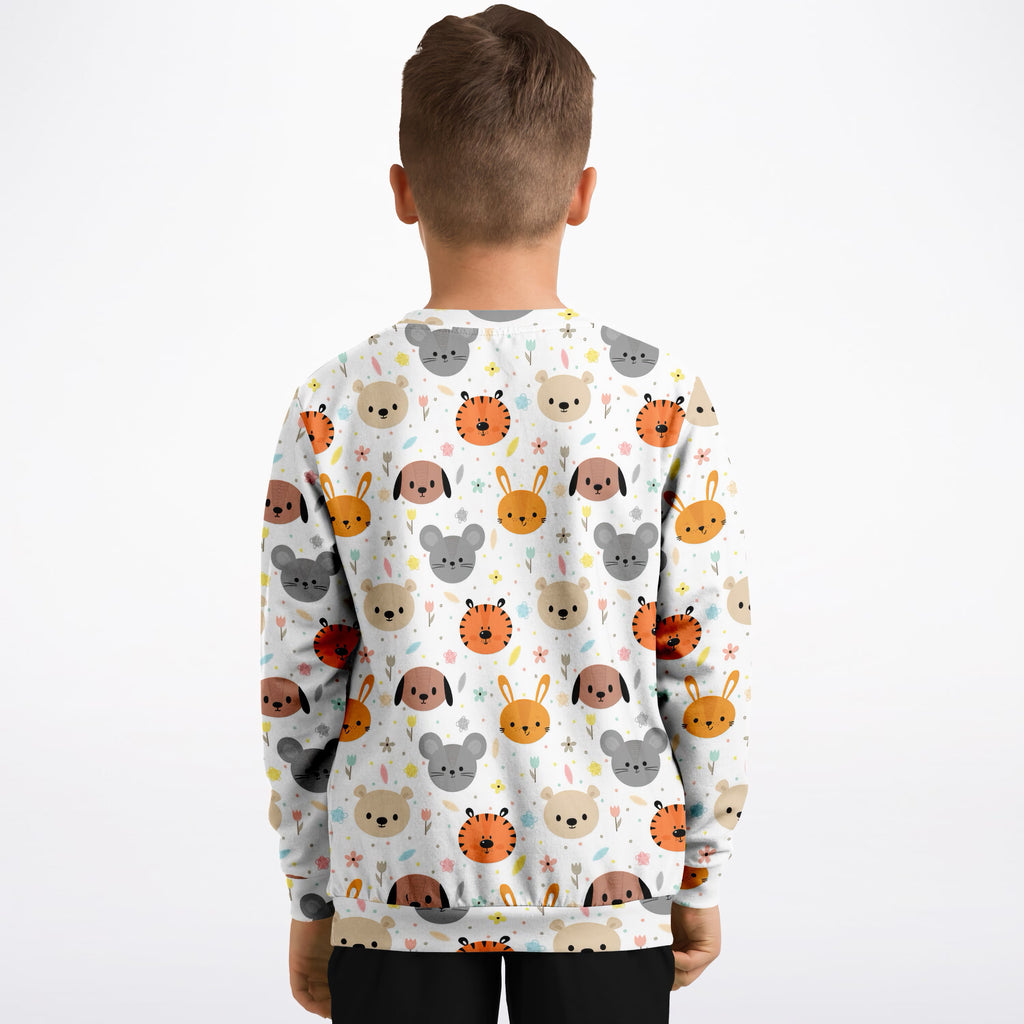 Kids Cute Animal Faces Sweatshirt – Ultra Soft & Stretchy, Cozy Fleece or Lightweight Sports Fabric Sweatshirt – Ultra Soft & Stretchy, Cozy Fleece or Lightweight Sports Fabric