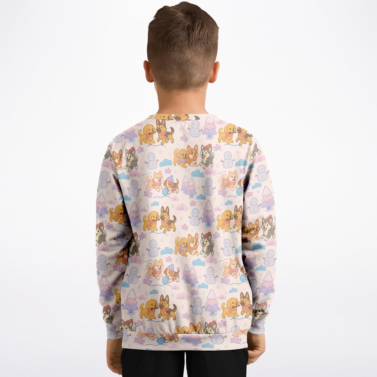 Kids Cute Winter Puppies Sweatshirt – Ultra Soft & Stretchy, Cozy Fleece or Lightweight Sports Fabric Sweatshirt – Ultra Soft & Stretchy, Cozy Fleece or Lightweight Sports Fabric