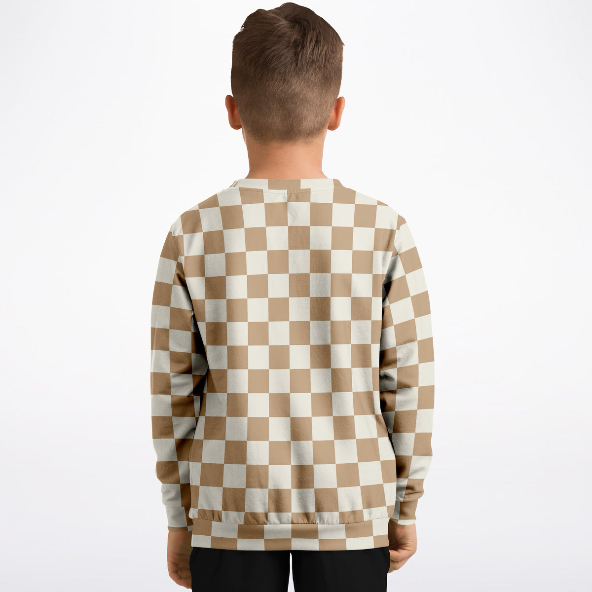 Kids Beige Checkered Sweatshirt – Ultra Soft & Stretchy, Cozy Fleece or Lightweight Sports Fabric Sweatshirt – Ultra Soft & Stretchy, Cozy Fleece or Lightweight Sports Fabric