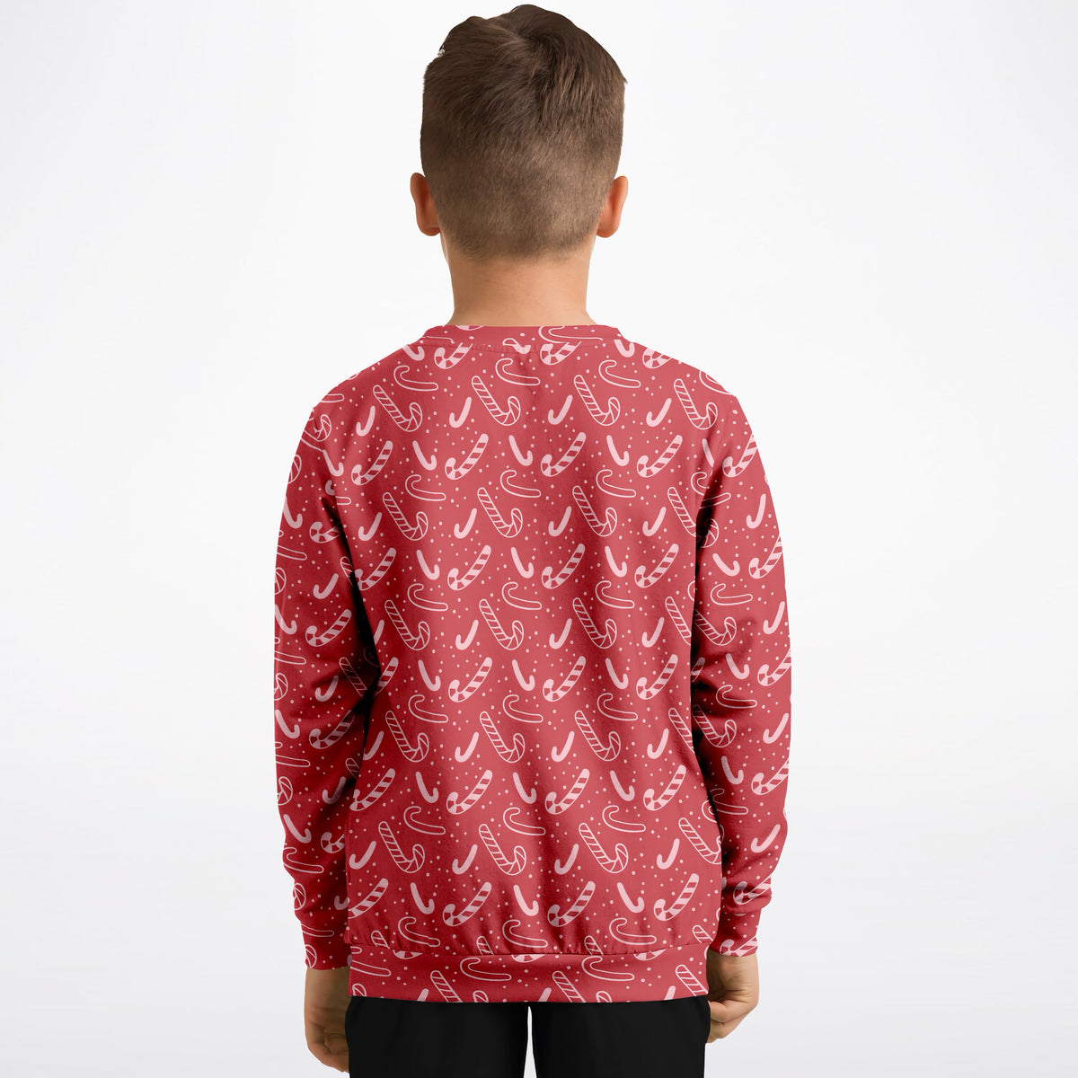 Girls Red Candy Cane Christmas Sweatshirt – Ultra Soft & Stretchy, Cozy Fleece or Lightweight Sports Fabric Sweatshirt – Ultra Soft & Stretchy, Cozy Fleece or Lightweight Sports Fabric