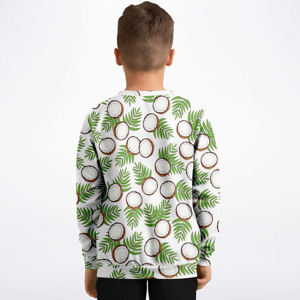 Kids Tropical Coconut Sweatshirt – Ultra Soft & Stretchy, Cozy Fleece or Lightweight Sports Fabric Sweatshirt – Ultra Soft & Stretchy, Cozy Fleece or Lightweight Sports Fabric