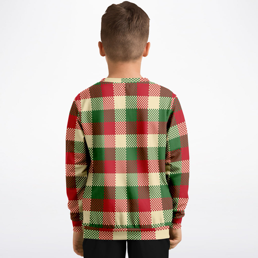 Kids Christmas Plaid Sweatshirt – Ultra Soft & Stretchy, Cozy Fleece or Lightweight Sports Fabric Sweatshirt – Ultra Soft & Stretchy, Cozy Fleece or Lightweight Sports Fabric