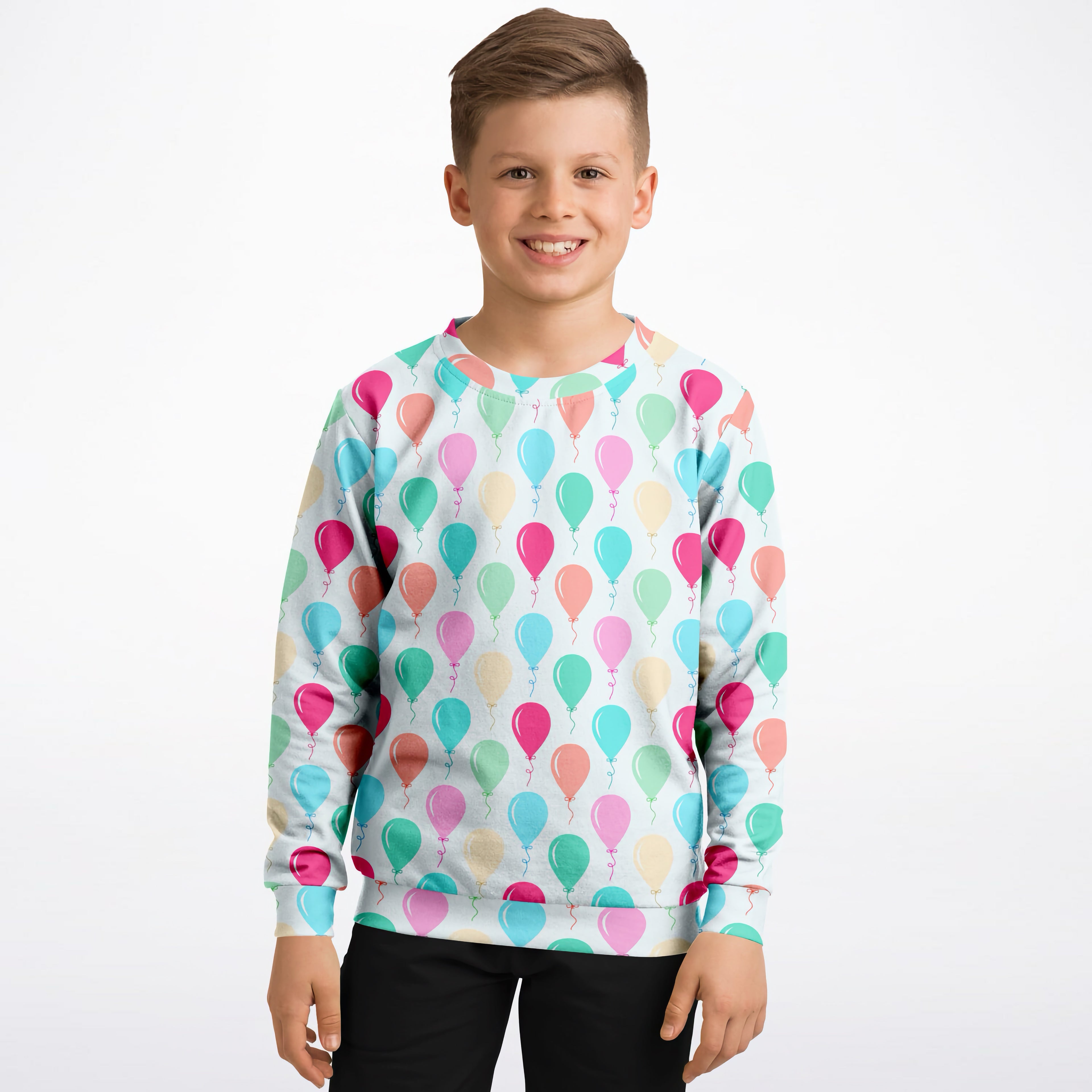 Kids Birthday Balloons Sweatshirt – Cozy Cotton Fleece or Lightweight Sports Fabric