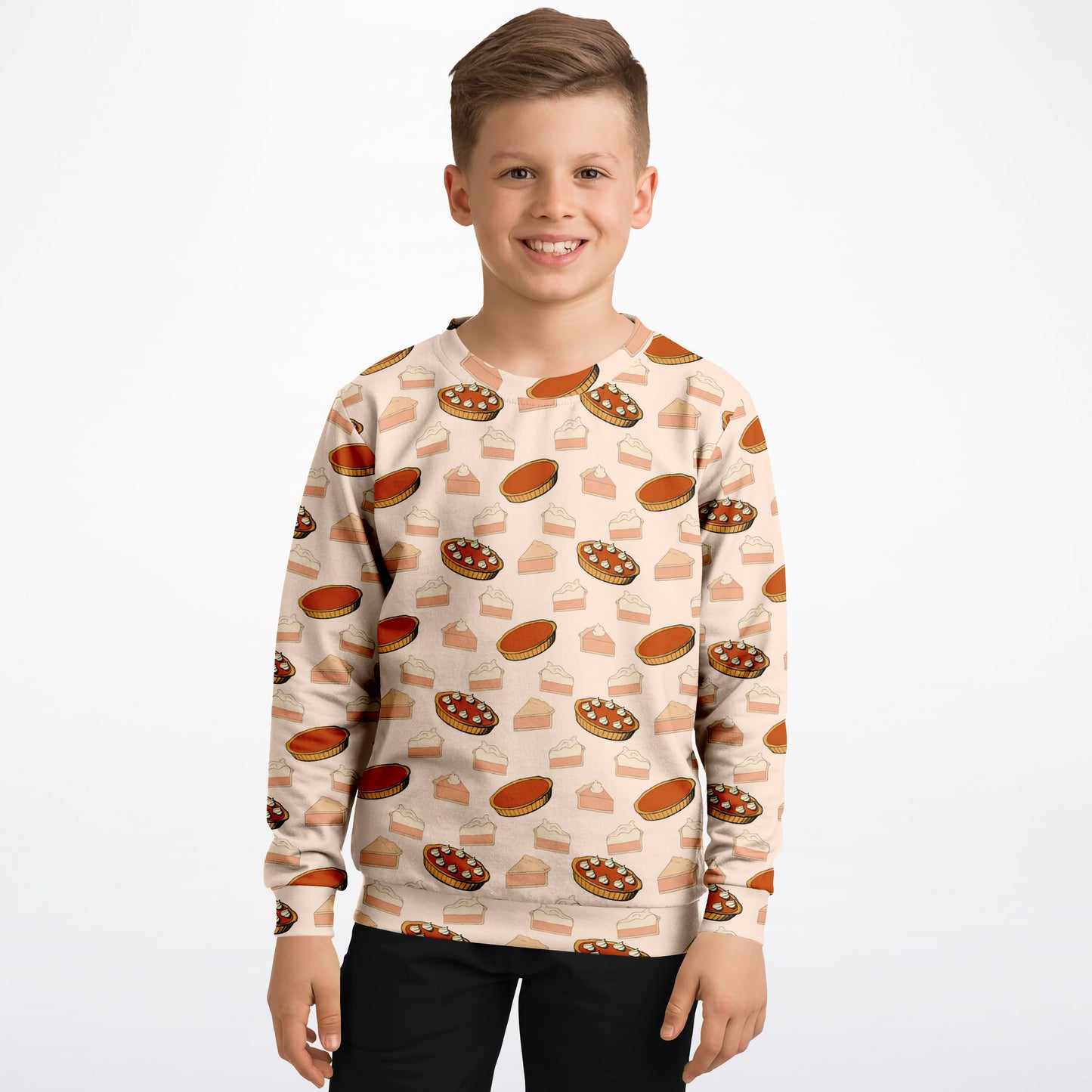Kids Pumpkin Pie Thanksgiving Sweatshirt – Cozy Cotton Fleece or Lightweight Sports Fabric