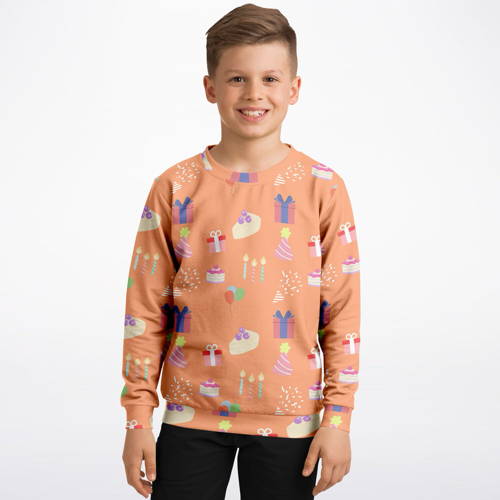 Kids Birthday Party Orange Sweatshirt – Ultra Soft & Stretchy, Cozy Fleece or Lightweight Sports Fabric Sweatshirt – Ultra Soft & Stretchy, Cozy Fleece or Lightweight Sports Fabric