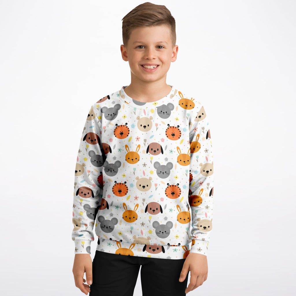 Kids Cute Animal Faces Sweatshirt – Ultra Soft & Stretchy, Cozy Fleece or Lightweight Sports Fabric Sweatshirt – Ultra Soft & Stretchy, Cozy Fleece or Lightweight Sports Fabric