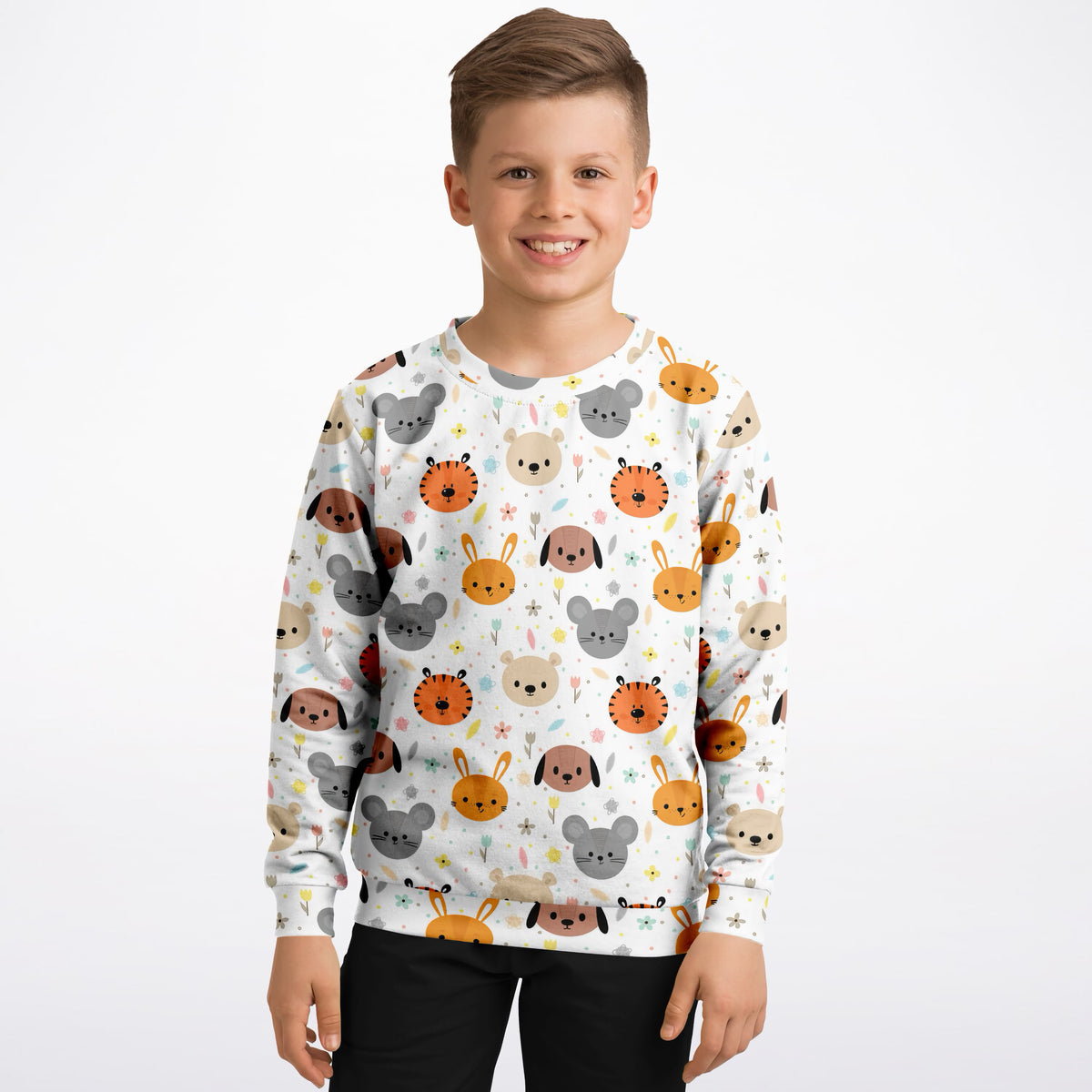 Kids Cute Animal Faces Sweatshirt – Ultra Soft & Stretchy, Cozy Fleece or Lightweight Sports Fabric Sweatshirt – Ultra Soft & Stretchy, Cozy Fleece or Lightweight Sports Fabric