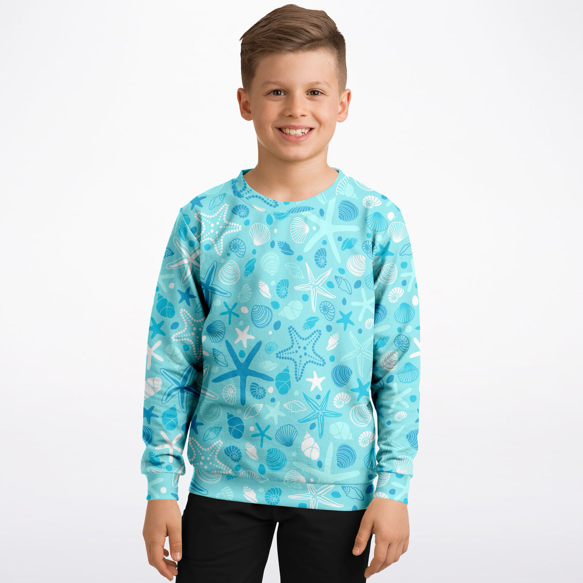 Kids Starfish and Seashells Sweatshirt – Ultra Soft & Stretchy, Cozy Fleece or Lightweight Sports Fabric Sweatshirt – Ultra Soft & Stretchy, Cozy Fleece or Lightweight Sports Fabric